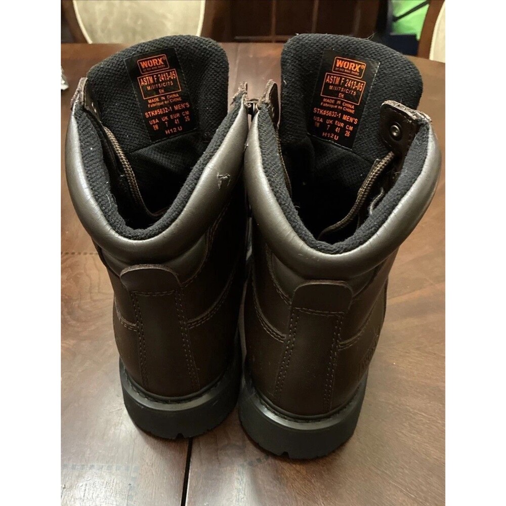 Worx By Red Wing Shoes ASTM F2413-05 Steel Toe Brown Leather sise 8M - Picture 4 of 10